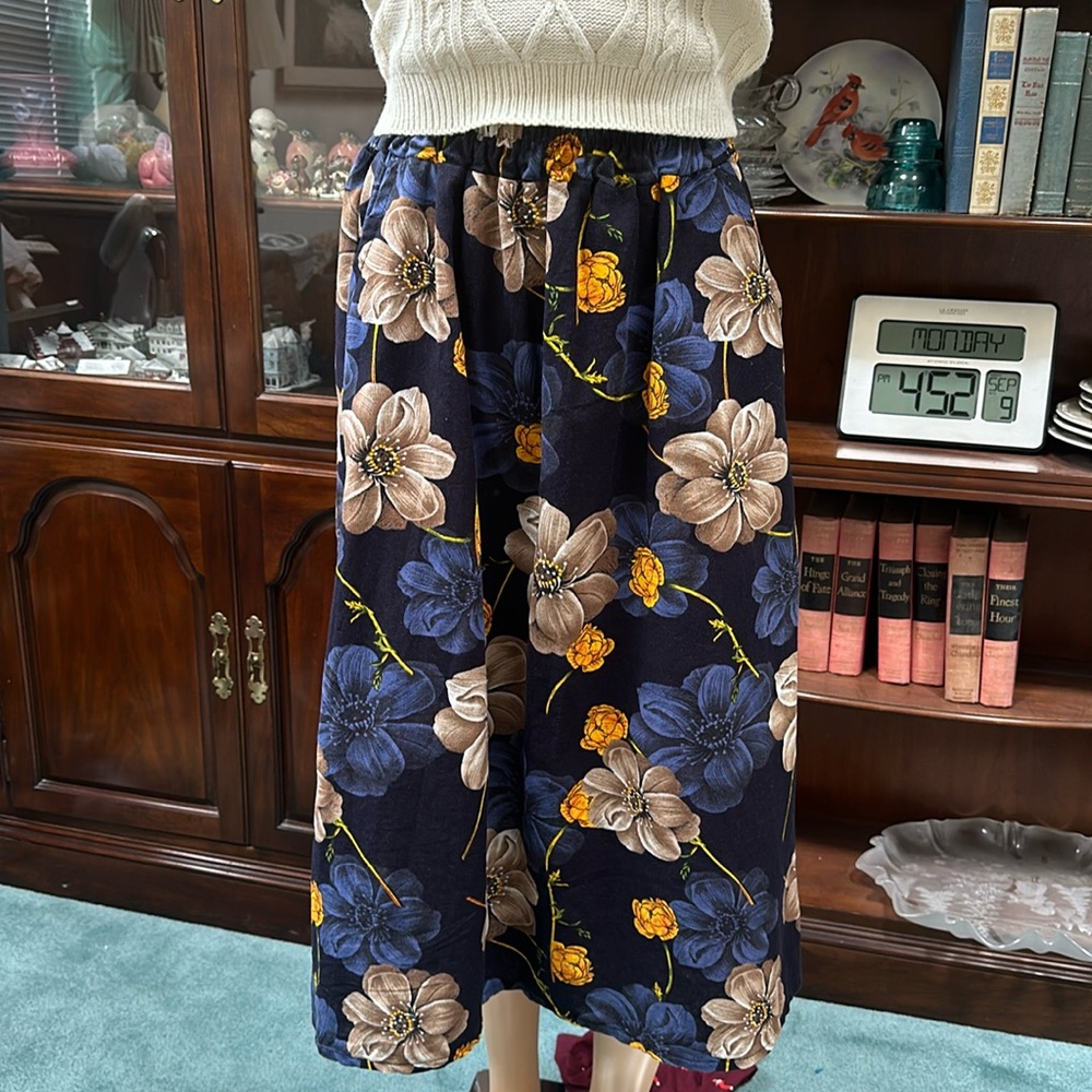 Blue Floral Skirt